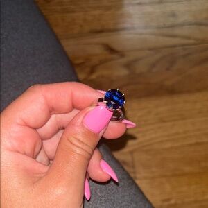 Elegant Blue Gemstone Silver Ring